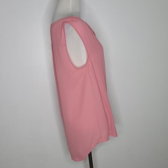 ModCloth Pink Sleeveless Blouse Split V Neck Workwear Women Medium - Picture 2 of 11